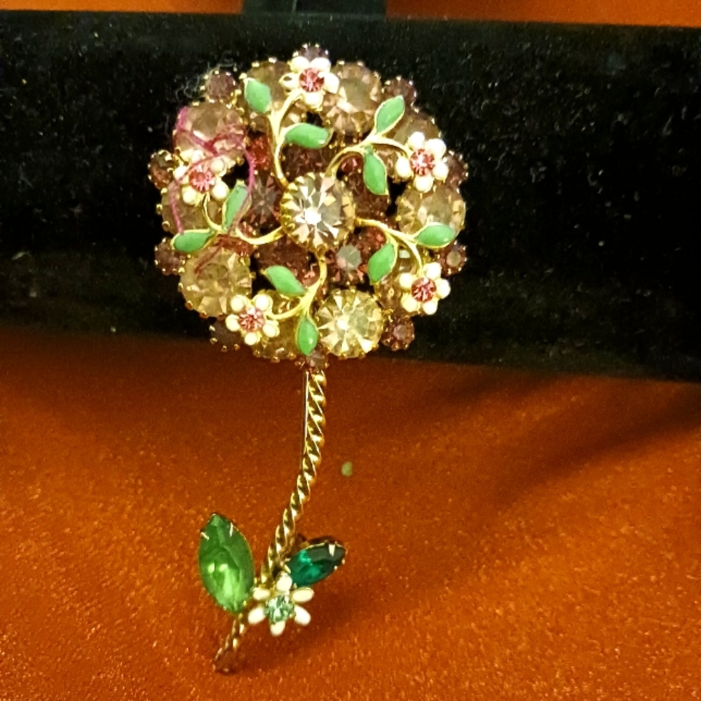 VintageFloral Gold and Green Brooch